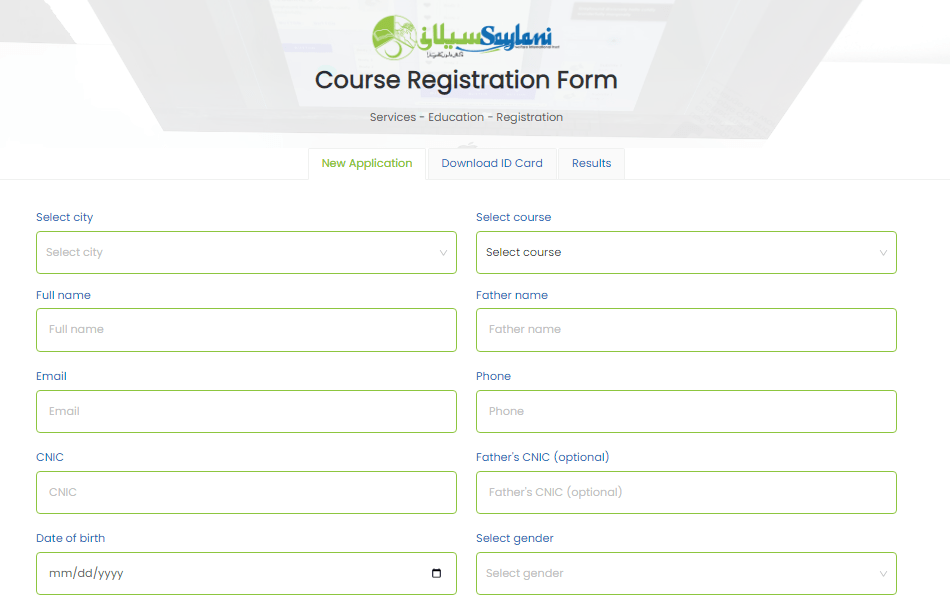 Saylani-Courses-Registration-Form