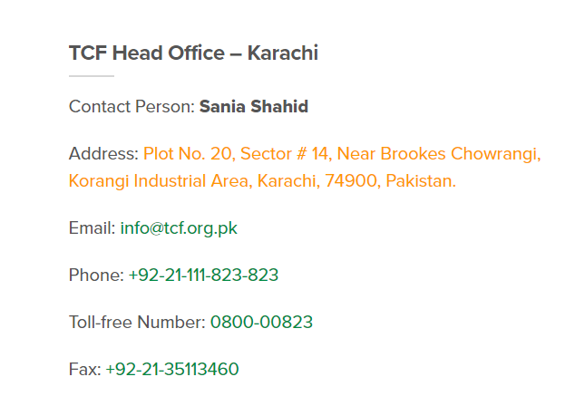 TCF-Head-Office-Karachi-Contact-Number