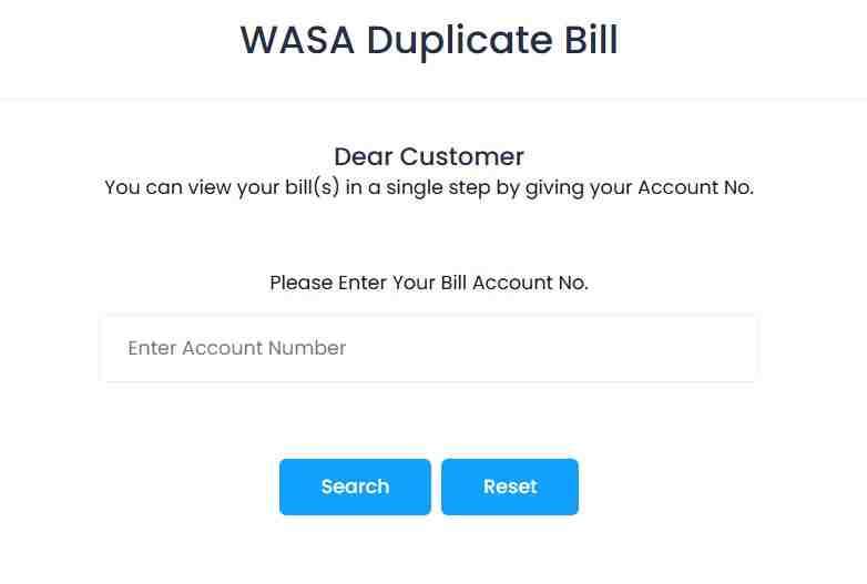 WASA-Online-Bill-Check