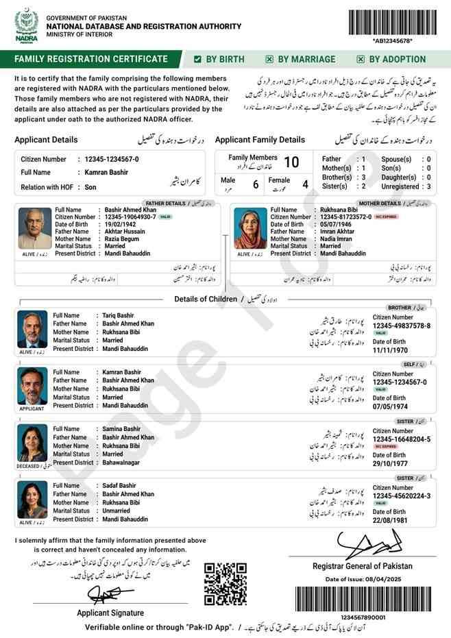 NADRA-FRC-Form